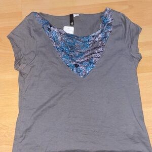 H&M Gray and Blue Women's Top Size 12